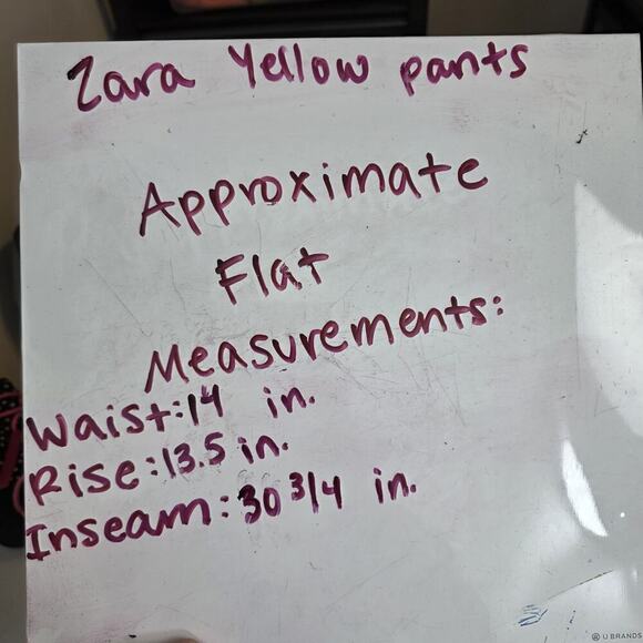 Zara Striped Yellow & White High Waisted Knit Wide Leg Rustic Pants Size Medium - Picture 7 of 7